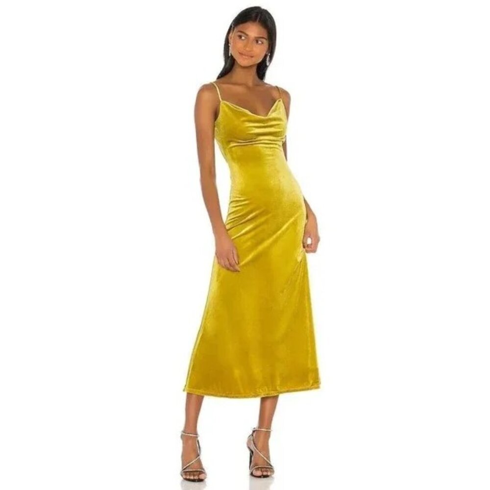 "NWT"‎ LPA Lorella Dress Mustard Size XXL Cowl Neck Open Back Revolve